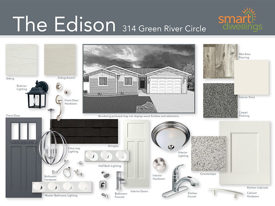 Product Board for 314 Green River Cir - Edison Floor Plan by Smart Dwellings